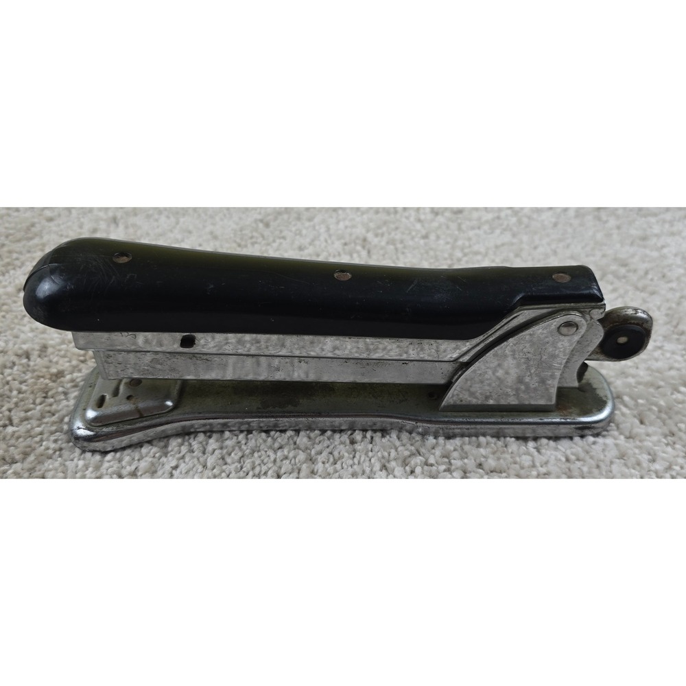 Ace Liner Stapler Black Chrome Model 502 Vintage Art Deco Office Made in USA